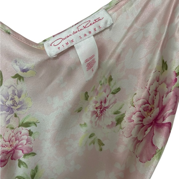 1980s Oscar de la Renta pink floral slip /dress maxi négligée Sz S. - Picture 4 of 4